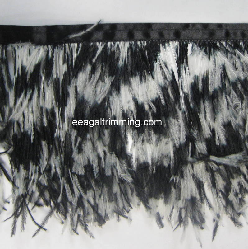 OSTRICH FRINGE BLACK WHITE